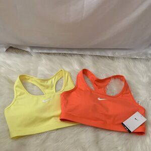 NIKE SWOOSH Medium Support Sports Bra SET in Lt.Citron/Coral Sz LARGE